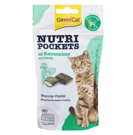 GimCat Nutri Pockets Catnip & Multivitamin Вітамінні ласощі з котячою м'ятою та вітамінами котів 60 г